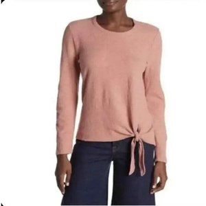 MADEWELL Side Tie Textured Blouse Women’s MEDIUM Rosewood Pink Long Sleeve Top